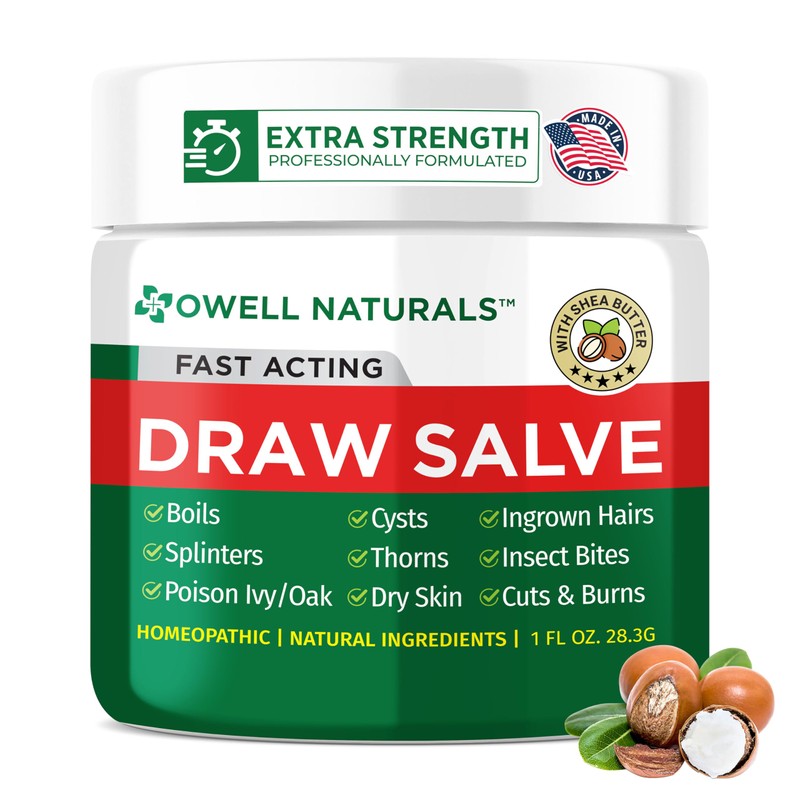 Owell Naturals Drawing Salve Ointment with Pure Shea Butter, for