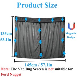 POPUBBY POPUBBY Magnetische Insektenschutznetze fr Ford-Transit Custom, Auto Heckklappe Fliegengitter Magnetische Auto Hintertr Sonnenschutz Moskitonetz Insektennetz Mesh Auto Insektennetz