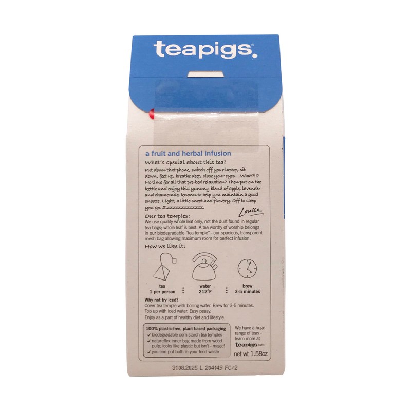 Teapigs Organic Snooze Herbal Tea Made With Whole Herbs and