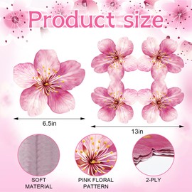 Gersoniel 100 Pcs Pink Floral Paper Napkins Bulk Pink Disposable Flower Napkin Decorative Cherry Blossom Cocktail Decor for Wedding Dinner Birthday Baby Shower Party, 6.5 x 6.5 Inches