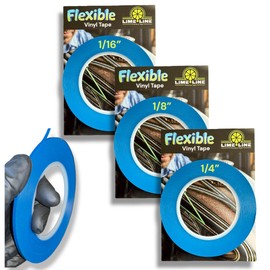 LiME LiNE Flexible Vinyl Fine Line Masking Tape for Automotive Custom Paint, No Residue Fineline Blue 1/4",1/8", 1/16" (D. Combo Pack)