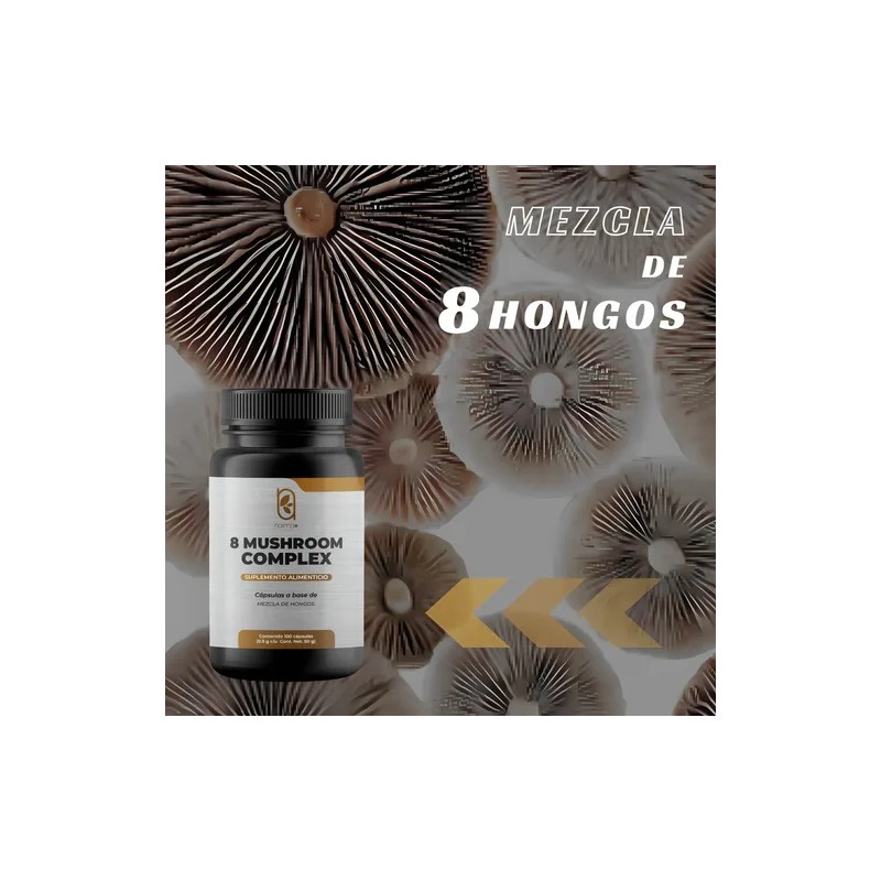 Naima+ Suplemento 8 Hongos Adaptógenos Cápsulas Reishi Cordyceps Shiitake Sin