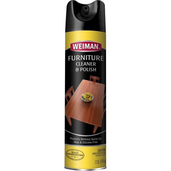 Weiman Wood & Furniture Cleaner & Polish - 12 Ounce - Aerosol Protect Clean Polish Wax Your Wood Tables Chairs Cabinets