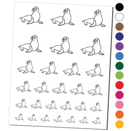 Smug Sea Lion Temporary Tattoo Water Resistant Fake Body Art Set Collection - Light Blue (One Sheet)