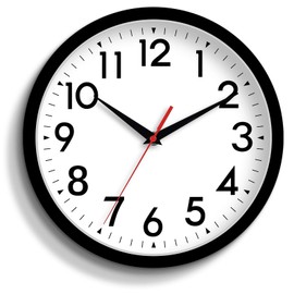 DAXSMY 12 Inch Wall Clock, Silent Non-Ticking Wall Clocks Battery Operated, Analog Clock Decorative for Office, Kitchen, Outdoor, Living Room, Classroom, Bedroom, Bathroom, School(Black)