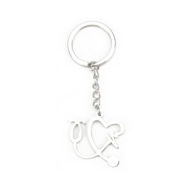 Keyring, Unique Keyring with Stethoscope Design, Cute Gift for Women, Thank You Gift for Nurse, Gift for Expressing Gratitude, Gift for Friends, silver