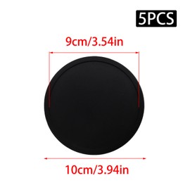JAKOUE 5 Pack Silicone Coasters,Non-Slip Cup Coasters for Tables,Office, Desks,Kitchen,Bar,Drink Coasters,Black,3.93inch