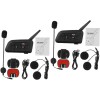 2 Pack V6 Motorcycle Helmet Bluetooth Intercom Headset 1200m 6