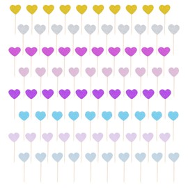 EPCDBBRT 80 Pieces Glitter Love Inserts, Glitter Heart Cupcake Toppers, Muffin Decorations, Wedding Heart Decorations, Party Decorations, Dessert Decoration Inserts