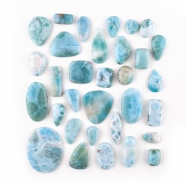 QNAVIC Natural Larimar Cabochon Crystal Gemstone, Chakra Healing Crystal and Gemstone, Birthstone Crystal for Jewelry Making Supplies, DIY Crafts, Loose Gemstones, Wire Wrapping (3 Cabochon)