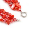 3 Row Red Shell And Glass Bead Necklace - 54cm