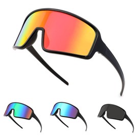 WANWAN Cycling Sunglasses with 4 Lenes for Men Women Large Frame Sport Sunglasses Baseball Golf Fishing Running