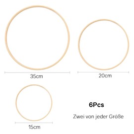 Pack of 6 Wooden Rings for Crafts, 15 cm / 20 m / 30 cm Dream Catcher Wooden Ring, Wooden Rings Macrame, Wooden Rings Dream Catcher for Crafts, Macrame Rings, Wooden Hoops for Crafts for Wedding