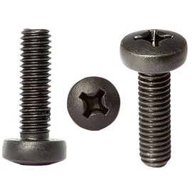 M8 (8mm x 10mm) Black Zinc Flake Phillips Pan Head Machine Screws Metric Steel Fully Threaded DIN 7985 (Pack of 20)