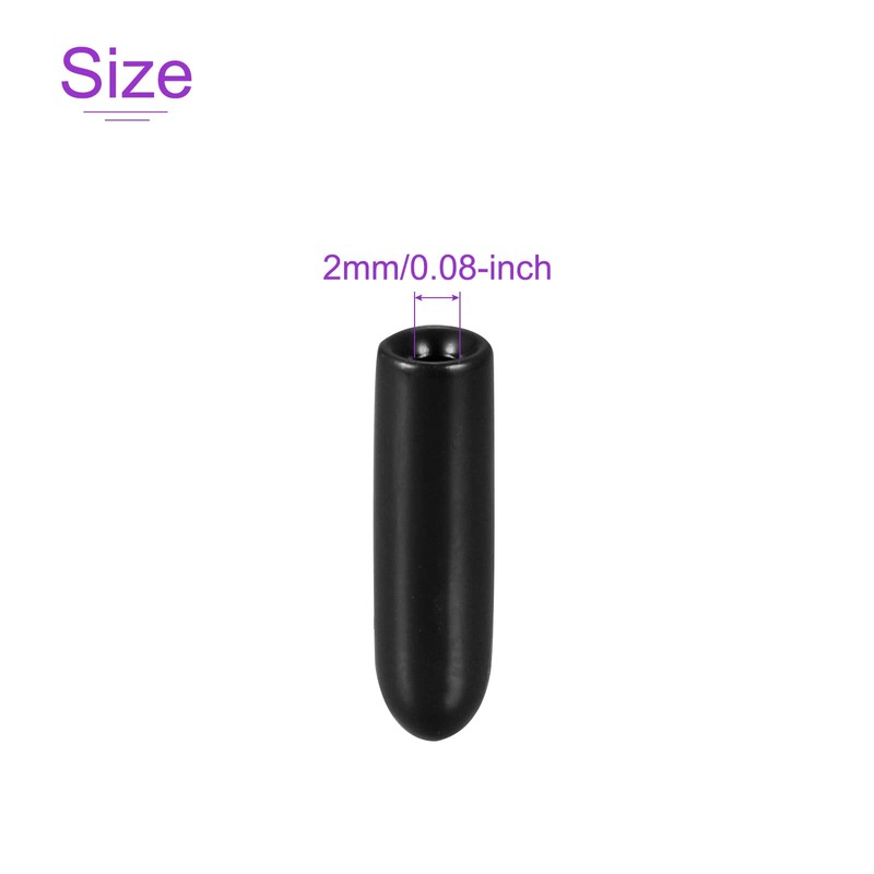 DMiotech 100 Pack 2mm ID Black Screw Thread Protectors Rubber
