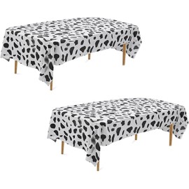YIHUANYIFA 2 Packs Tablecloth Disposable Cow Printed Waterproof Plastic Table Covers for Rectangle 54" x 108" Plastic Tablecloth Party Supplies for Birthday Wedding (2, Cow Printed)