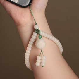 CIELONI 2pcs Phone Charm Cute Beaded Lanyard Strap Girly Style Fixed Beads Lanyards， Bracelet Camera Car Key Cell Phone Charm Decoration Anti-lost Rope Cell Chain