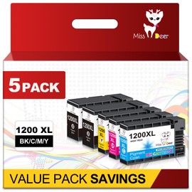 Miss Deer 1200XL Ink Cartridges Compatible for Canon Maxify PGI-1200XL 1200XL,to use with Canon MAXIFY MB2720 MB2050 MB2350 MB2320 MB2020 MB2120 (2BK,C,M,Y)