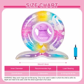 Baby Float 6-12-18-36 Months, Inflatable Baby Swim Ring with Safety Seat | Toddler Swimming Float for 1 2 3 Year Old, Soft Padded Design, Bath & Pool Accessories (Mermaid - Multicolor)
