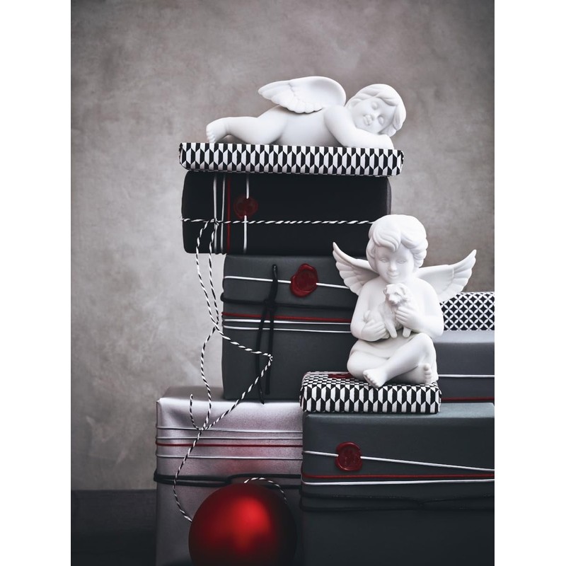 Angel Small White Matt Angel with Rabbit