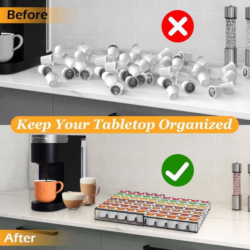 Kssiaz Coffee Pod Holder Drawer, Expandable K Cup Holder Compatible