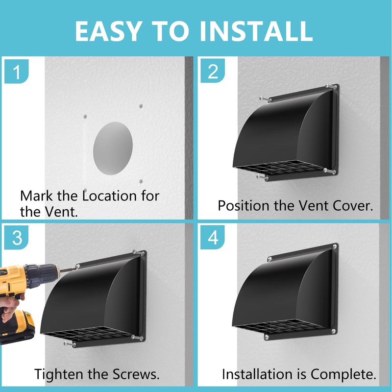 HG Power 4 Inch Dryer Vent Cover Outside with Removable