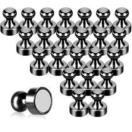 Pack of 24 Refrigerator Magnets for Adults Black Fridge Magnets Small and Strong Whiteboard Magnets for Kitchen Office School Refrigerator Locker Door