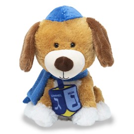 Cuddle Barn | Dreidel Pup 10" Funny Dancing Puppy Stuffed Animal Plush Toy for Kids | Celebrates Hanukkah in Blue Kippah or Yarmulke | Sings I Have a Little Dreidel