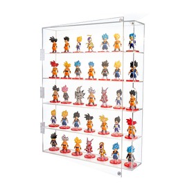 AITEE Acrylic Display Case, Display Cabinet for Mini Funko Pop Figures, Dust-Proof Clear Wall Mounted or Desktop 5 Layer Storage Mini Toys/Rock Stone, Each Compartment: 15 7/10”L x 3 2/5”W x3 4/5”H