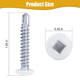 White Square Head Self Tapping Screws RV Trailer 8 X 1 for Metal Quad Drive Self Tapping Drill Screws for RV, Trailer Interior and Exterior - 150 Pcs