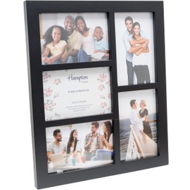 Hampton Frames GALLERY 5 Aperture - 4x6 (10x15cm) Black Multi Aperture Picture Photo Frame Acrylic (Non-Glass) Front GAL46-5APBKP
