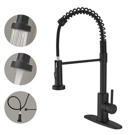 VOTON Black Kitchen Faucet with Pull Down Sprayer Pull Out Kitchen Sink Faucet Stainless Steel Commercial Spring Farmhouse faucets for Kichen Sink Camper Laundry Utility Rv Bar Sink Faucet
