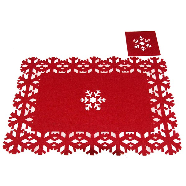 Christmas Concepts® 8 Piece Red Felt Christmas Snowflake Place Mat