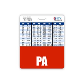 PA Badge Buddy Horizontal w/Height & Weight Conversion Charts (Oversized, Red)