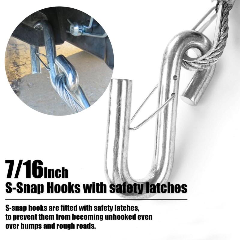 AYMMIC 44-1/2'' Trailer Coiled Safety Cables,Self Coiling Towing Safety Cables