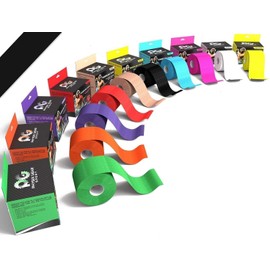 Physix Gear Sport Kinesiology Tape Waterproof, 5 cm x 5 m, Skin-Friendly Kinesiology Tape, with Extra-Long Adhesion Sports Tape Kinesio Tape, Showerproof and Sweat-Resistant Physio Tape incl. With instructions (may not be in English), black