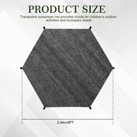 Trampoline Sun Protection Cover, Diameter 185 x 244 cm, Generic Trampoline Sun Protection Net, UV-Resistant, Trampoline Canopy Cover for 6 Poles Trampoline, Multifunctional Trampoline Protection Tool