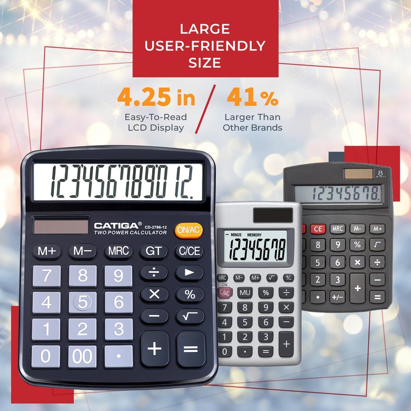 CATIGA Desktop Calculator (2 Pack) 12 Digit with Large LCD