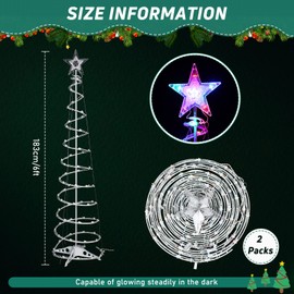 Macarrie 2 Pack 6 Ft Spiral Christmas Trees Outdoor Light Up Christmas Tree 125 LEDs Plug in Tree Decor Cone Tree Decoration with Star Tree Topper for Christmas Outside Yard Porch Home(Colorful)