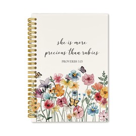 ICEWHITEY Bible Covers Spiral Journal Notebook,Bible Study Journal Notebook,Christian Prayer Journal for Women,Proverbs 3 15 Aesthetic Covers Journal for Women