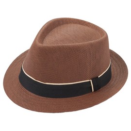 Milani Fedora Straw Hat with Matching Band Brown