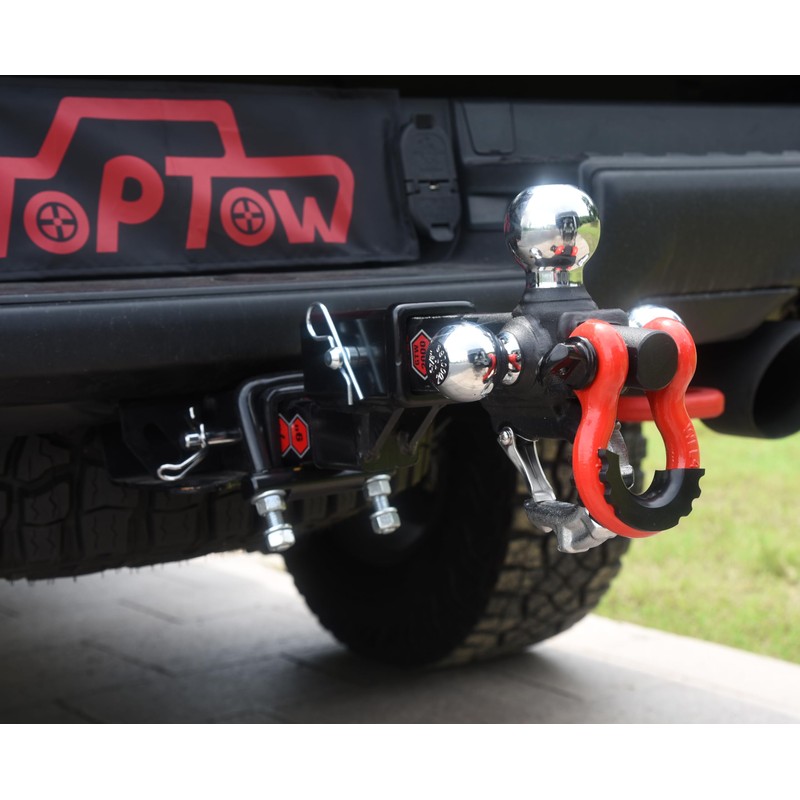 TOPTOW Trailer Hitch Tri-Ball Hitch Mount with Chrome 1-7/8-in, 2-in,