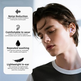 ENJROKJ Ear Plugs for Sleeping Noise Cancelling, 32dB Ear Plugs for Noise Reduction with 8 Ear Tips,Comfort Silicone Earplugs for Sleep, Concert, Work, Snoring Silicone Hearing (Purple)