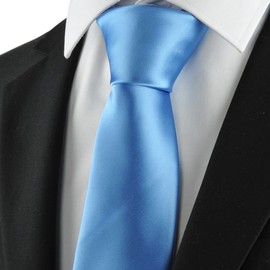 KissTies - Corbata de satén para niños y adolescentes + caja de regalo, Azul-cielo, Talla única