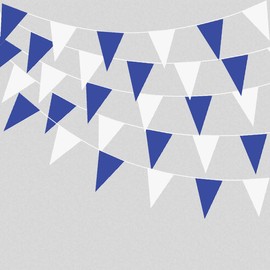 ZSNICE - Banderín de tela azul y blanco, 40 metros, 131 pies, banderines de bandera de jardín al aire última intervensión, decoraciones de fiesta festiva para decoración de cumpleaños para niño, baby