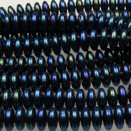 6mm Lentil Glass Czech Two Hole Bead - Iris Blue (50 Beads).