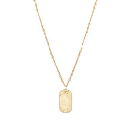 gorjana Women's Griffin Dog Tag Charm Hammered Pendant Necklace, 18K Gold Plated, 19 inch Chain