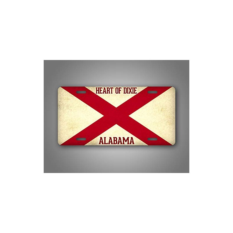 Alabama Flag Heart of Dixie License Plate Textured AL State