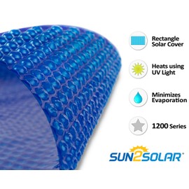 Sun2Solar Blue 14 ft. x 28 ft. Rectangle Solar Cover | 1200 Series | Heat Retaining Blanket for In-Ground and Above-Ground Rectangular Swimming Pools | Use Sun to Heat Pool | Bubble-Side Down