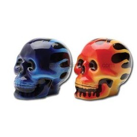 Pacific Giftware Flaming Skull Set of Salt and Pepper Shakers